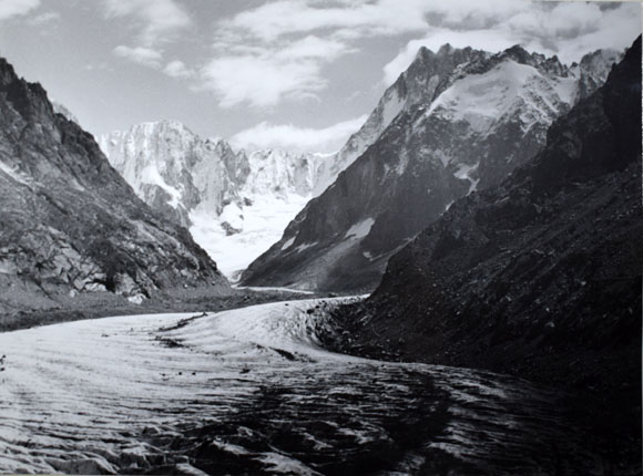 Konrad Sommer: Mer de Glace am Mont Blanc, Schwarzweißfoto, 1965