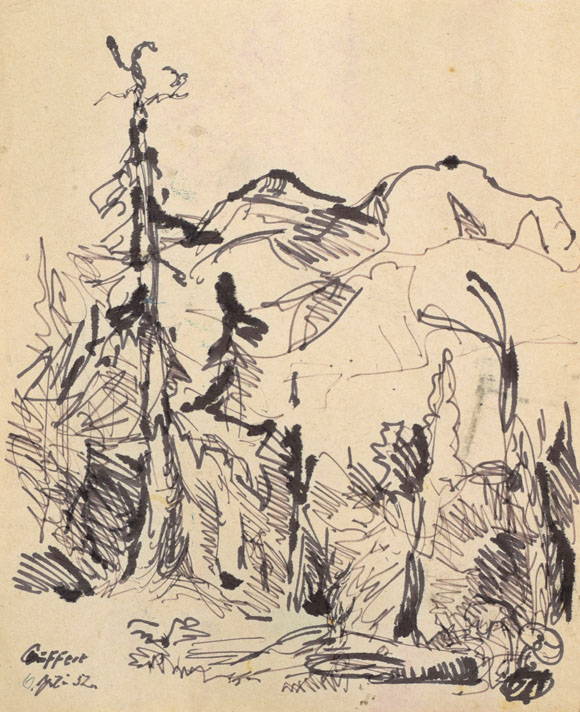 Konrad Sommer: Guffert, 6.07.1952, Tusche auf Papier, 24,1 x 19,8 cm