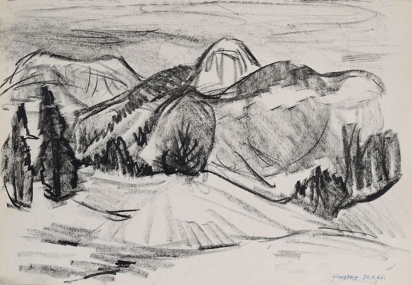 Konrad Sommer: Hirschberg, 30.01.1965, Kohle auf Papier, 21,0 x 30,5 cm