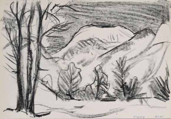 Konrad Sommer: Hirschberg, 30.01.1965, Kohle auf Papier, 21,0 x 30,5 cm